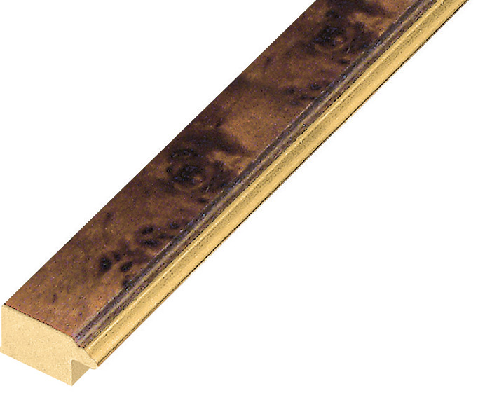 Profil radica Lățime 20 mm - finisaj mat maro cu fir auriu - 120RAD