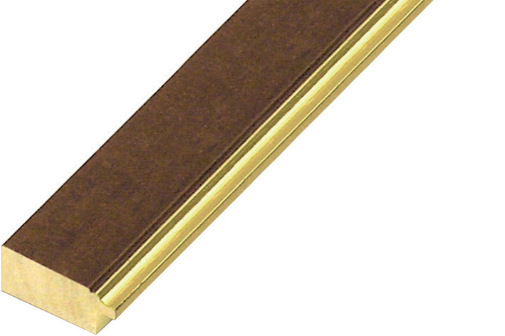 Profil ramin Lățime 30 mm - maro nuc cu fir auriu
