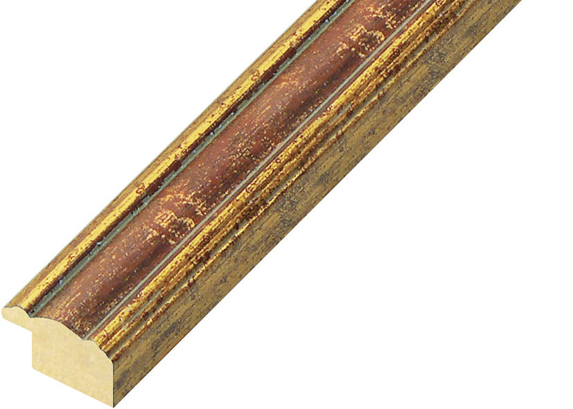 Profil ayous Lățime 24 mm - finisaj auriu cu bandă roșie