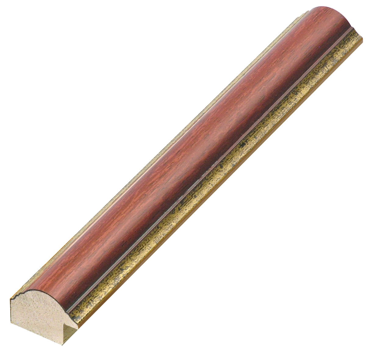 Profil pin îmbinat Lățime 25 mm - rotunjit - mahon cu fir auriu - 166MOGANO