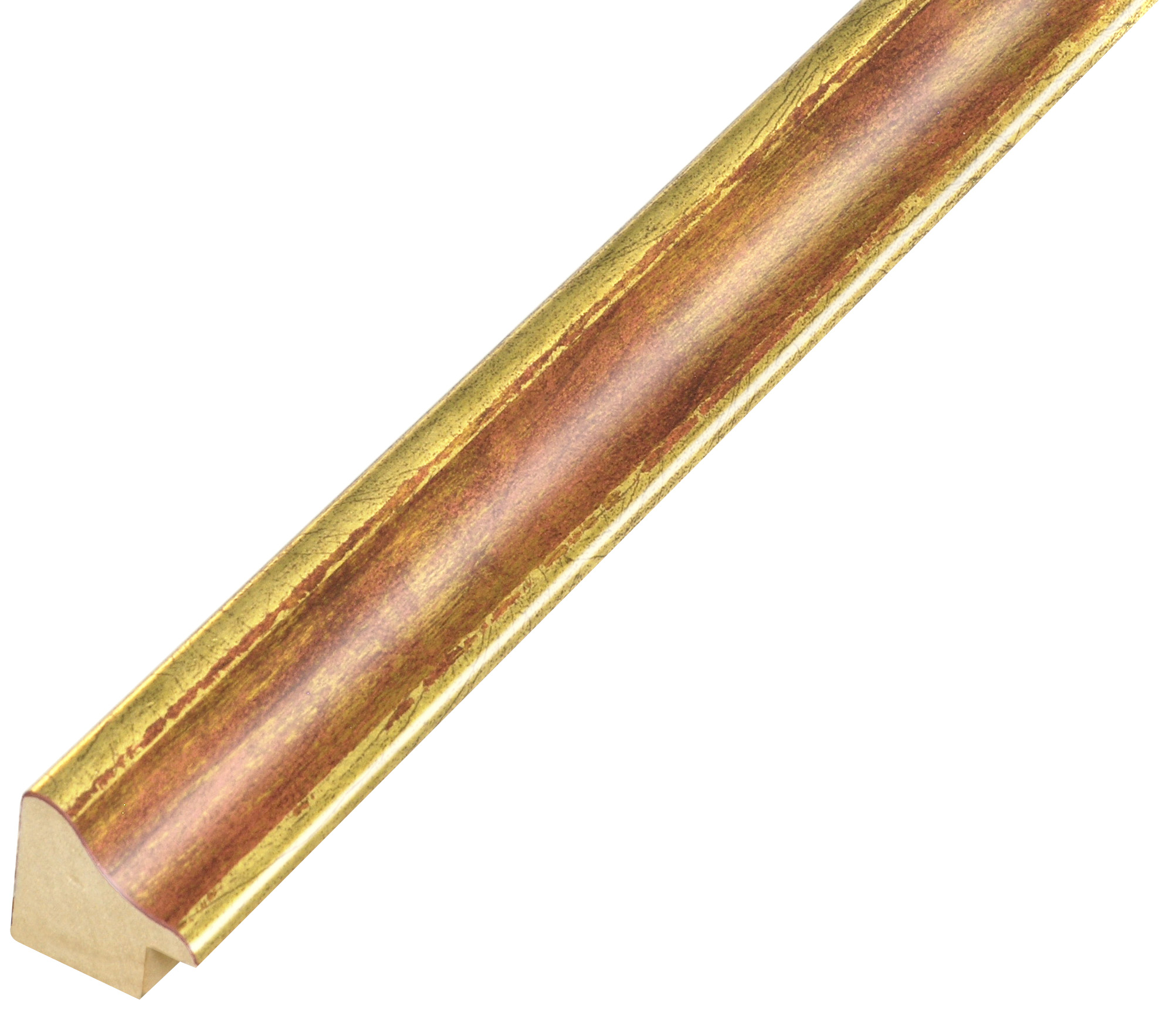 Profil ayous îmbinat Lățime 23 mm Înălțime 22 - auriu, canelură roșie - 254ROSSO