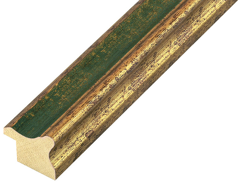Profil pin îmbinat Lățime 25 mm - finisaj auriu cu canelură verde