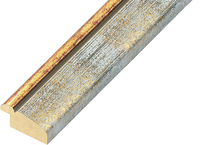 Profil pin îmbinat Lățime 30 mm - finisaj albicios cu fir auriu - 353BIA