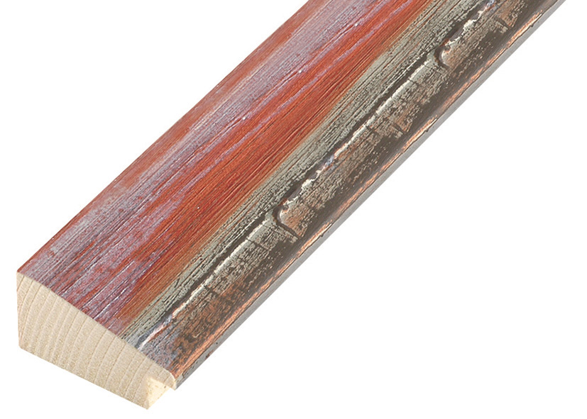 Profil brad îmbinat Lățime 37 mm - finisaj roșu patinat cu fir arginti - 472ROSSO