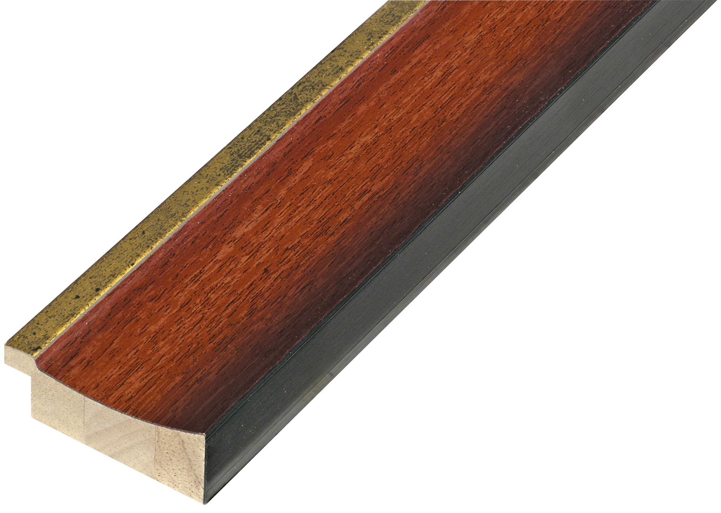 Profil pin îmbinat Lățime 50 mm - finisaj mahon cu fir auriu  - 535MOGANO