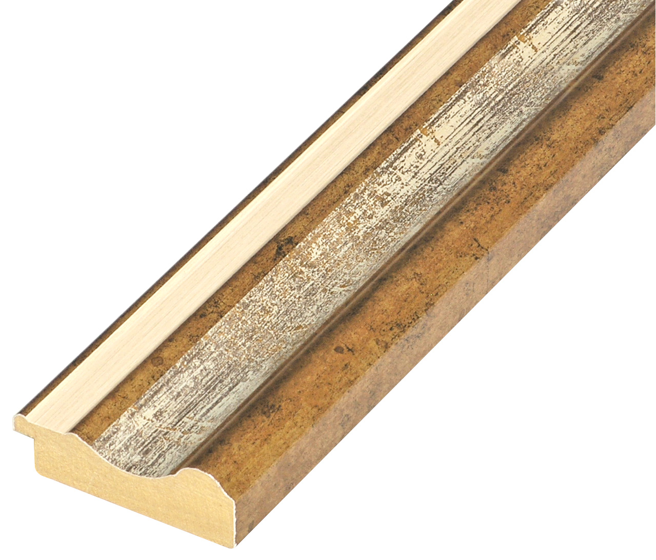 Profil pin îmbinat Lăț.61 mm Înălț.20 - auriu cu canelură albicioasă - 574BIANCO