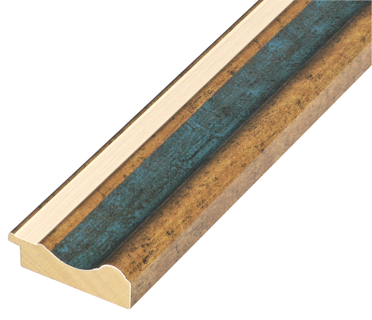 Profil pin îmbinat Lăț.61 mm Înălț.20 - auriu cu canelură albastră