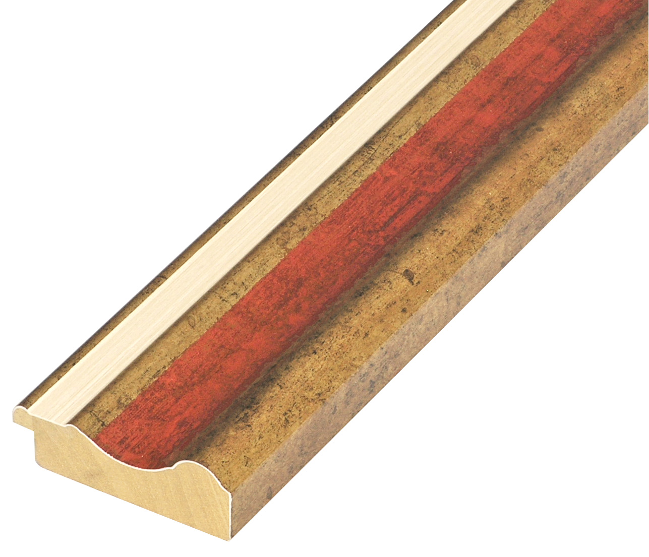 Profil pin îmbinat Lăț.61 mm Înălț.20 - auriu cu canelură roșie