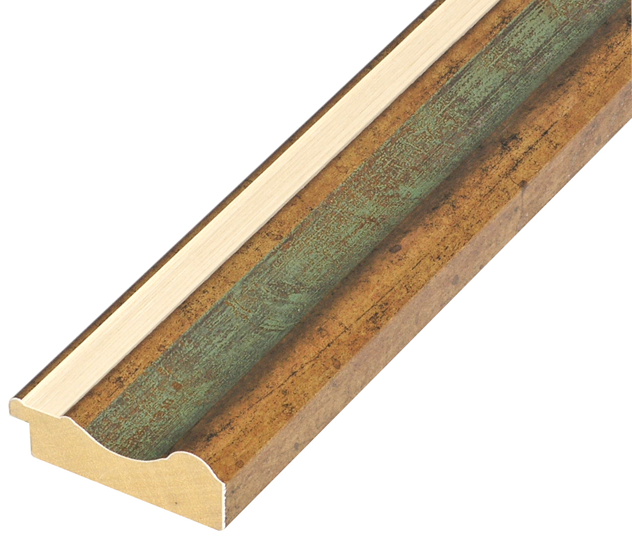 Profil pin îmbinat Lăț.61 mm Înălț.20 - auriu cu canelură verde - 574VERDE