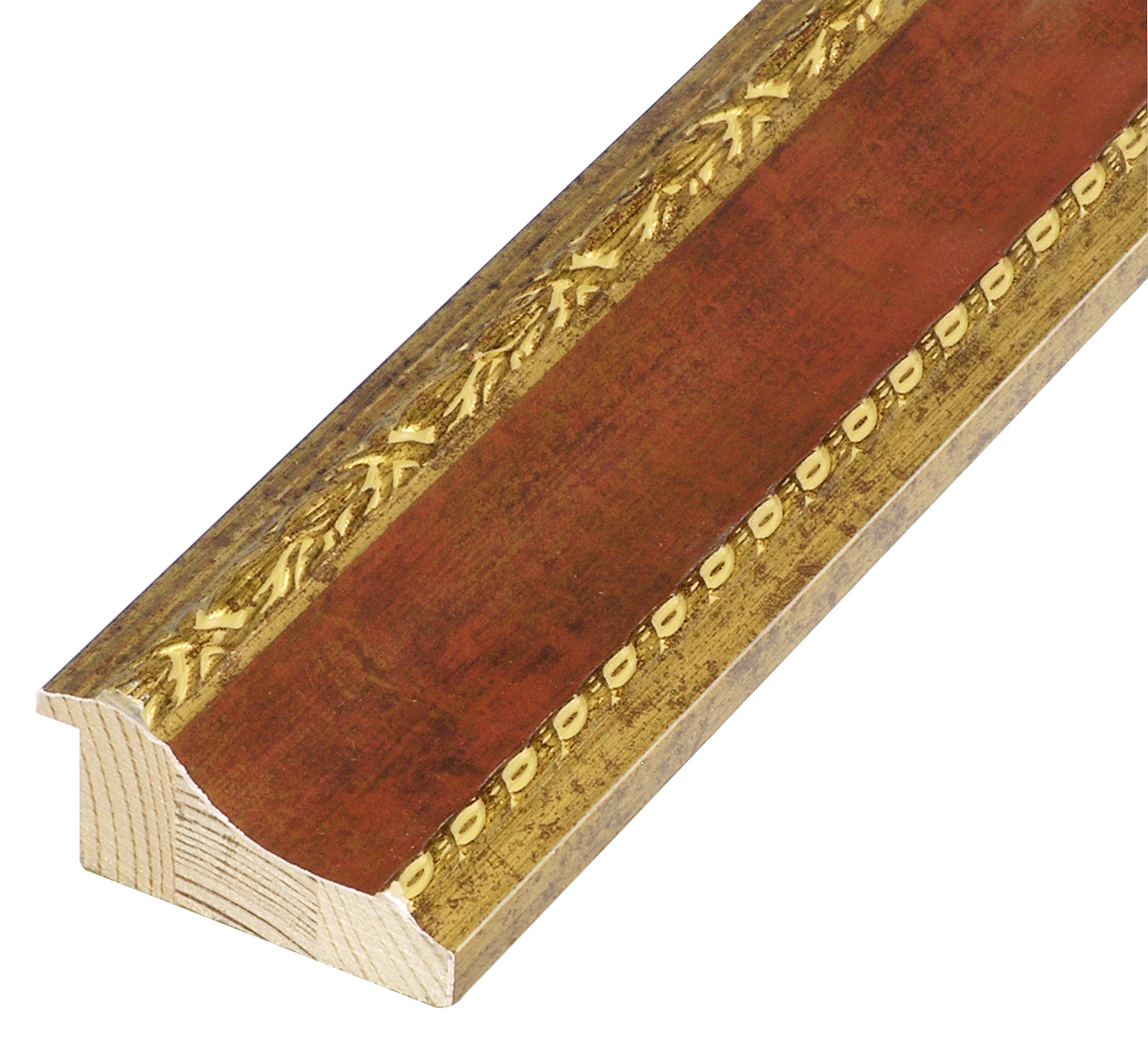 Profil pin lamelar Lăț.70 mm Înălț.35 - auriu cu canel. roșie și decor - 867ROSSO