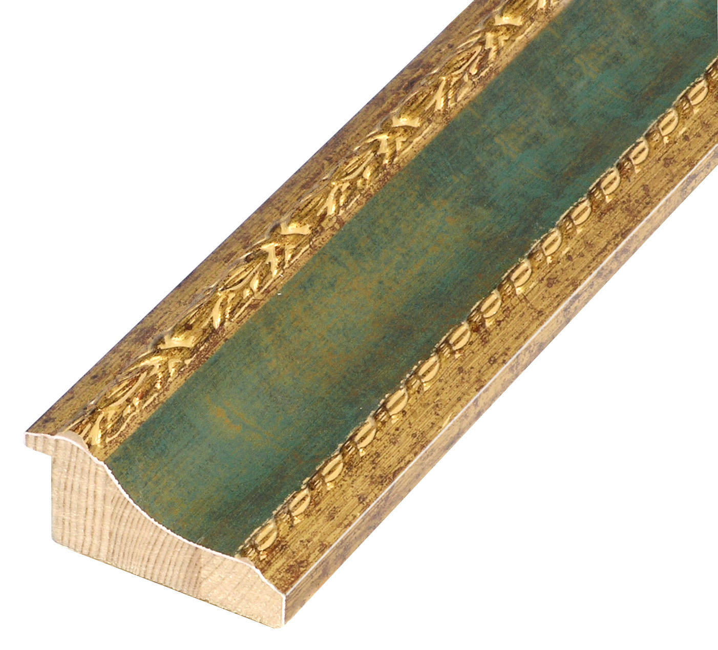 Profil pin lamelar Lăț.70 mm Înălț.35 - auriu cu canel. verde și decor - 867VERDE