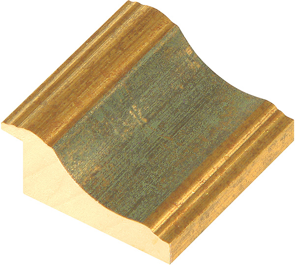 Profil ayous Lăț.65 mm Înălț.31 - finisaj auriu cu canelură verde - 868VERDE