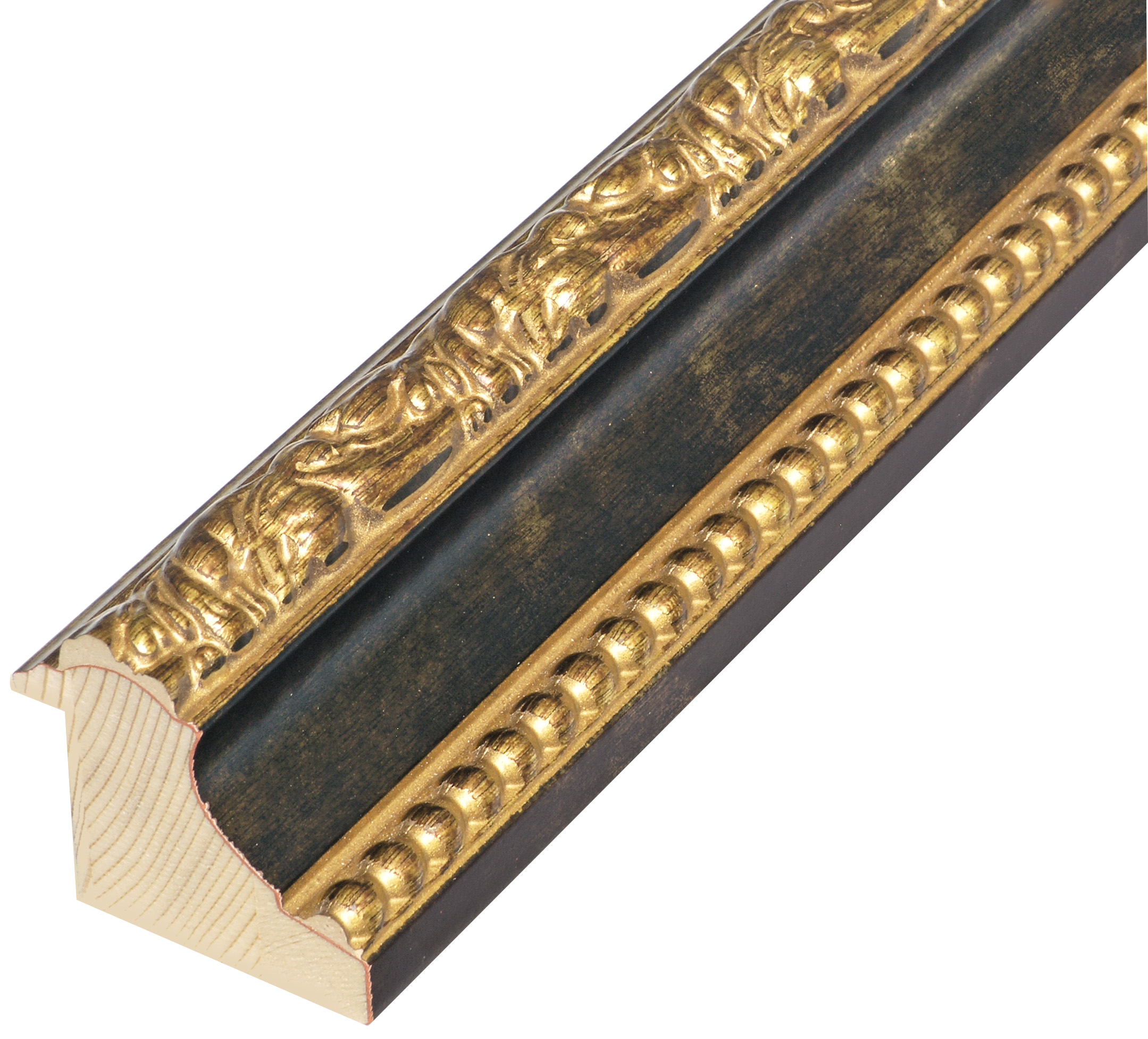Profil brad îmbinat Lățime 50 mm Înălț.44 - maro, decorațiuni aurii