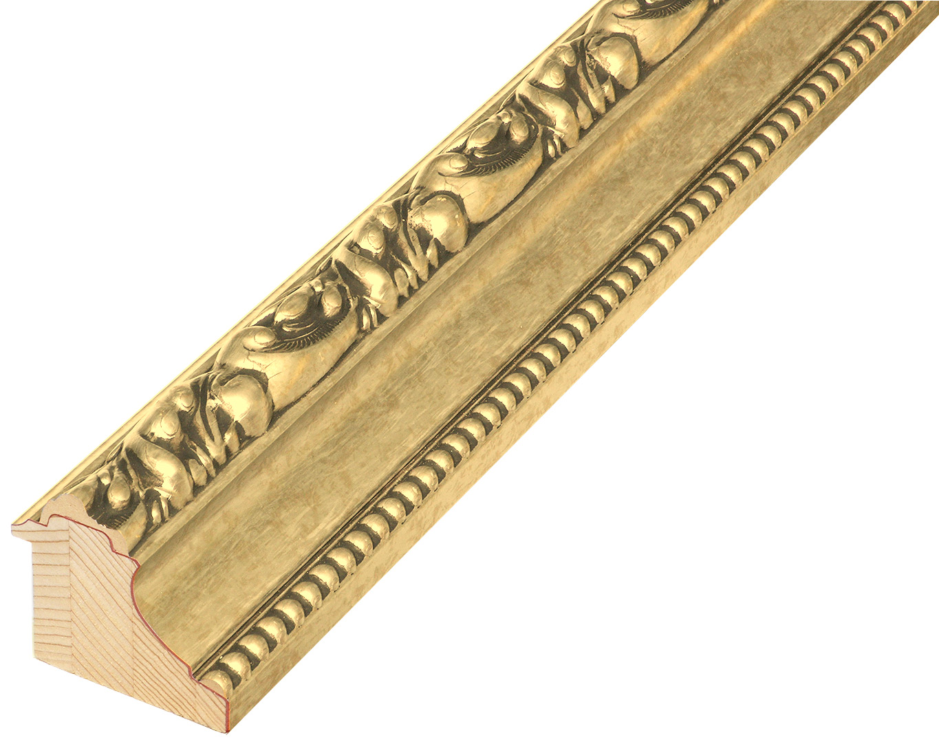 Profil brad îmbinat Lăț.84 mm Înălț.74 - auriu, decorațiuni în relief - 988ORO