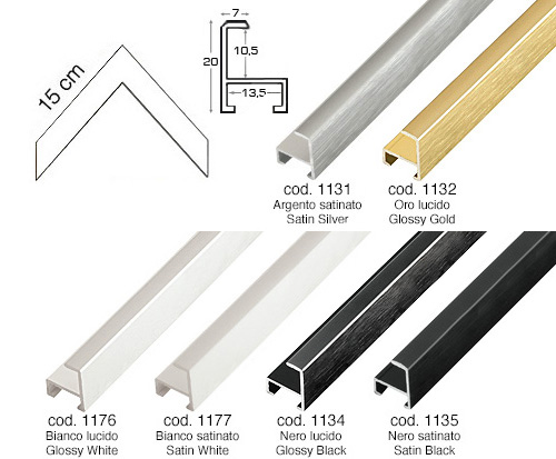 Serie completă de mostre de colț profile aluminiu serie 11 (8 buc.)