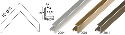 Serie completă de mostre de colț profile aluminiu serie 13 (3 buc.)