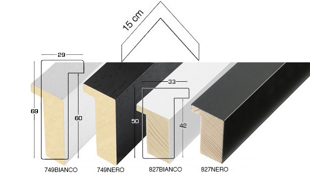 Serie completă de mostre de colț profilul 749-823-827 (4 buc.)