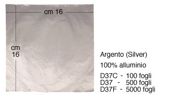 Foiță imitație cm 16x16 - Argint - Pachet 5000 de foi