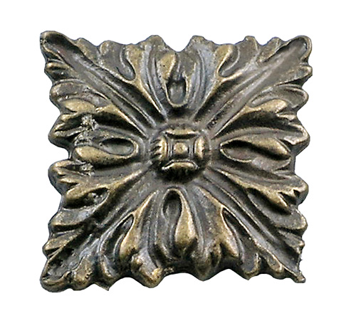 Decorațiune metalică pătrată 22 mm - bronz - Pachet 4 buc