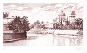 Schiavo: Acquaforte: Chiesa S.Giorgio cm 35x50 (seppia)