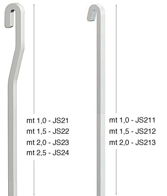Axă verticală albă dreaptă din oțel - 1 m