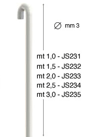 Axă verticală albă din oțel - diametru 3 mm - 1,5 m