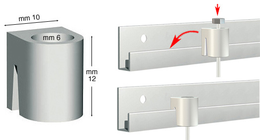 Bloc cilindric pentru simeza Classic Rail aluminiu - 10 buc.