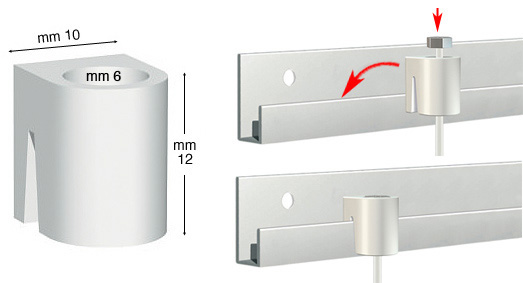 Bloc cilindric pentru simeza Classic Rail alb - 10 buc.