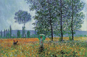 Poster pe sașiu: Monet: Champs au printemps - cm 120x90