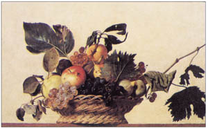 Poster pe sașiu: Caravaggio: Frutta - cm 135x95