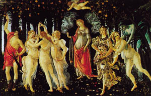 Poster pe sașiu: Botticelli: La Primavera - cm 140x98