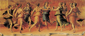 Poster pe sașiu: Romano: Apollo e le muse - cm 140x60