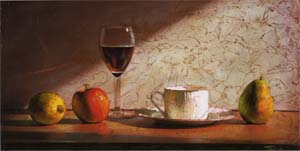 Poster: Darashkevich: Caffé, vino, frutta - cm 50x25