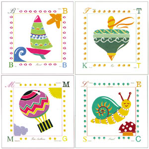 Serie de 4 printuri: Baby Alphabet - cm 30x30