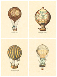Serie de 4 printuri: Baloane cu aer cald - cm 25x35