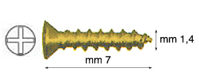 Șuruburi aurii cu cap plat 1,4x7 mm - Blister 1000 buc.