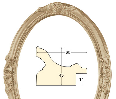 Ramă ovală decorată 50x70 cm lemn brut