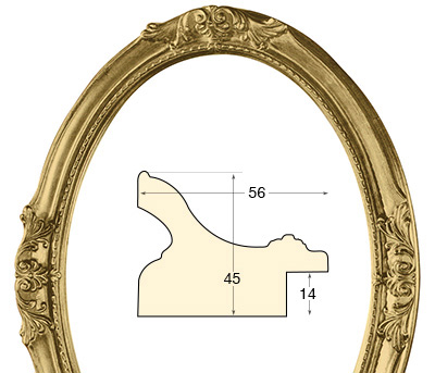 Ramă ovală decorată 30x40 cm finisaj auriu