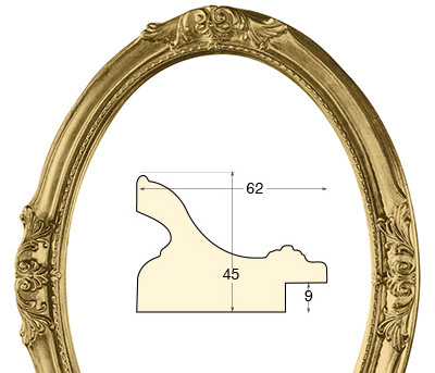 Ramă ovală decorată 40x50 cm finisaj auriu