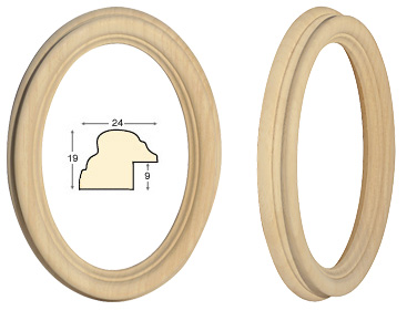 Ramă ovală din lemn brut 9x12 cm