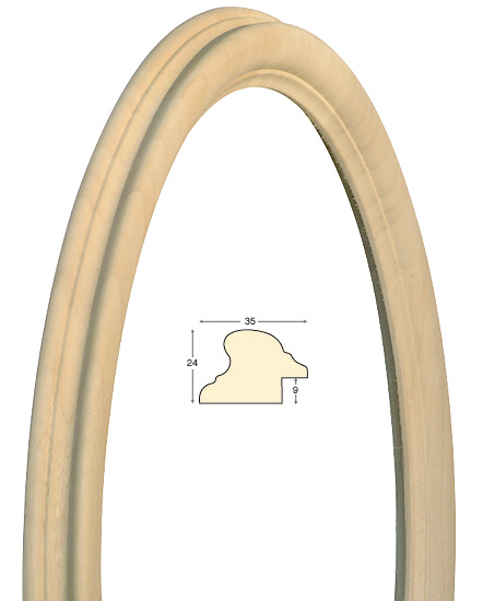 Ramă ovală din lemn brut 28x35 cm
