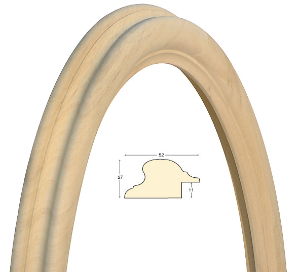 Ramă ovală din lemn brut 40x50 cm