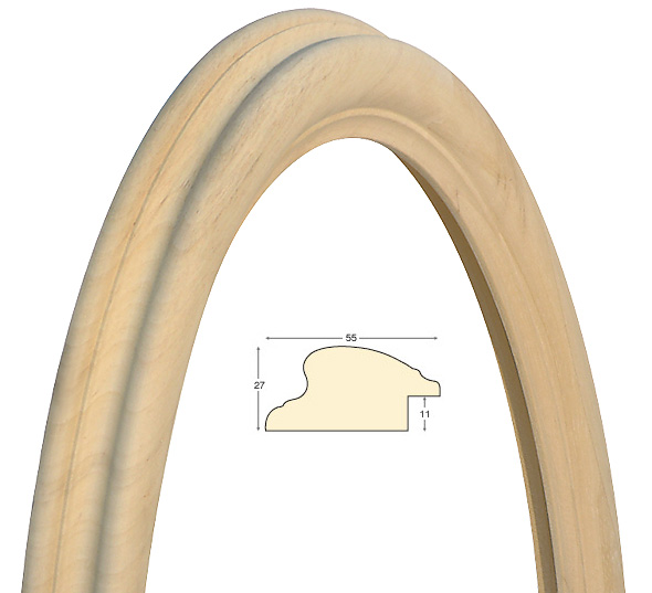 Ramă ovală din lemn brut 60x80 cm