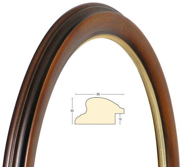 Ramă ovală maro fir auriu 50x60 cm