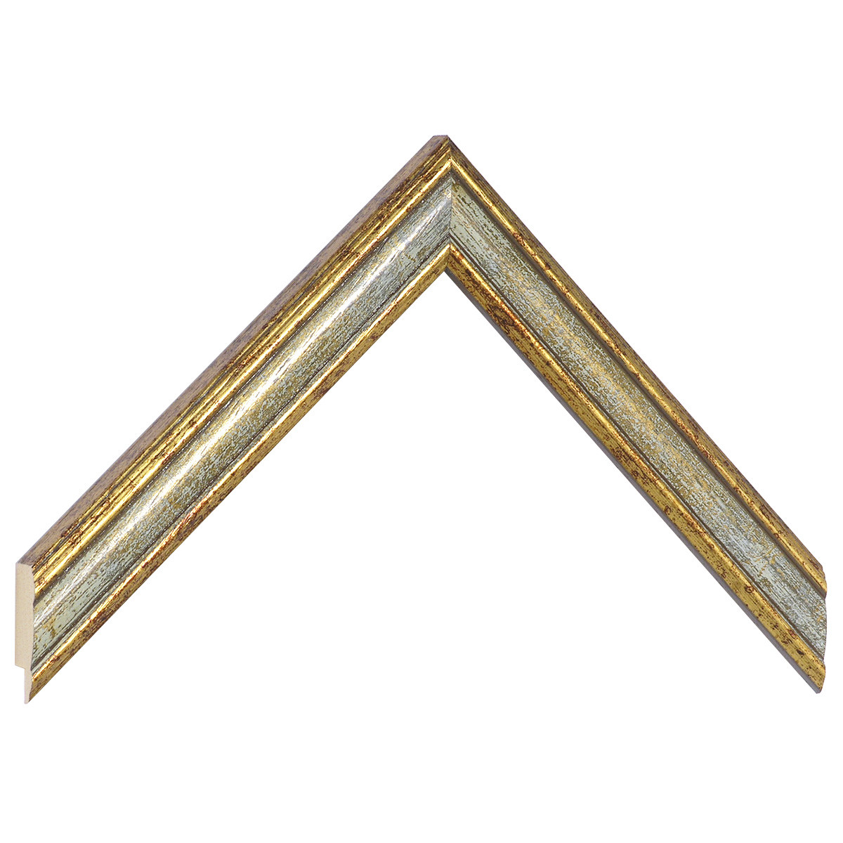Profil ayous Lățime 24 mm - finisaj auriu cu bandă albă - Mostră