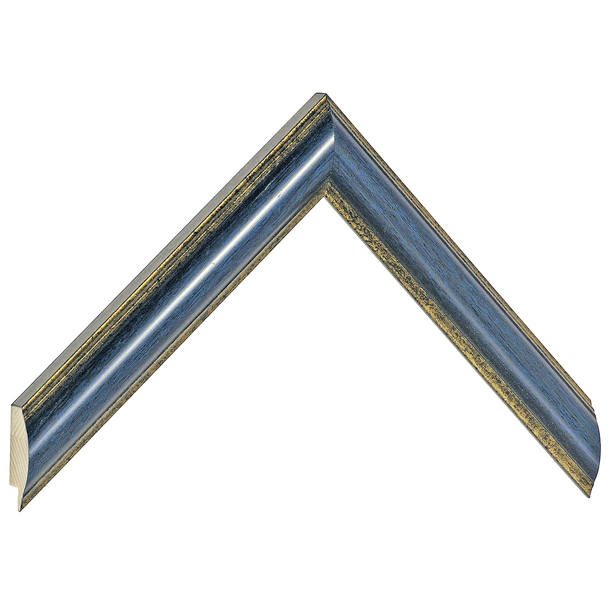 Profil pin îmbinat Lățime 25 mm - rotunjit - albastru cu fir auriu - Mostră
