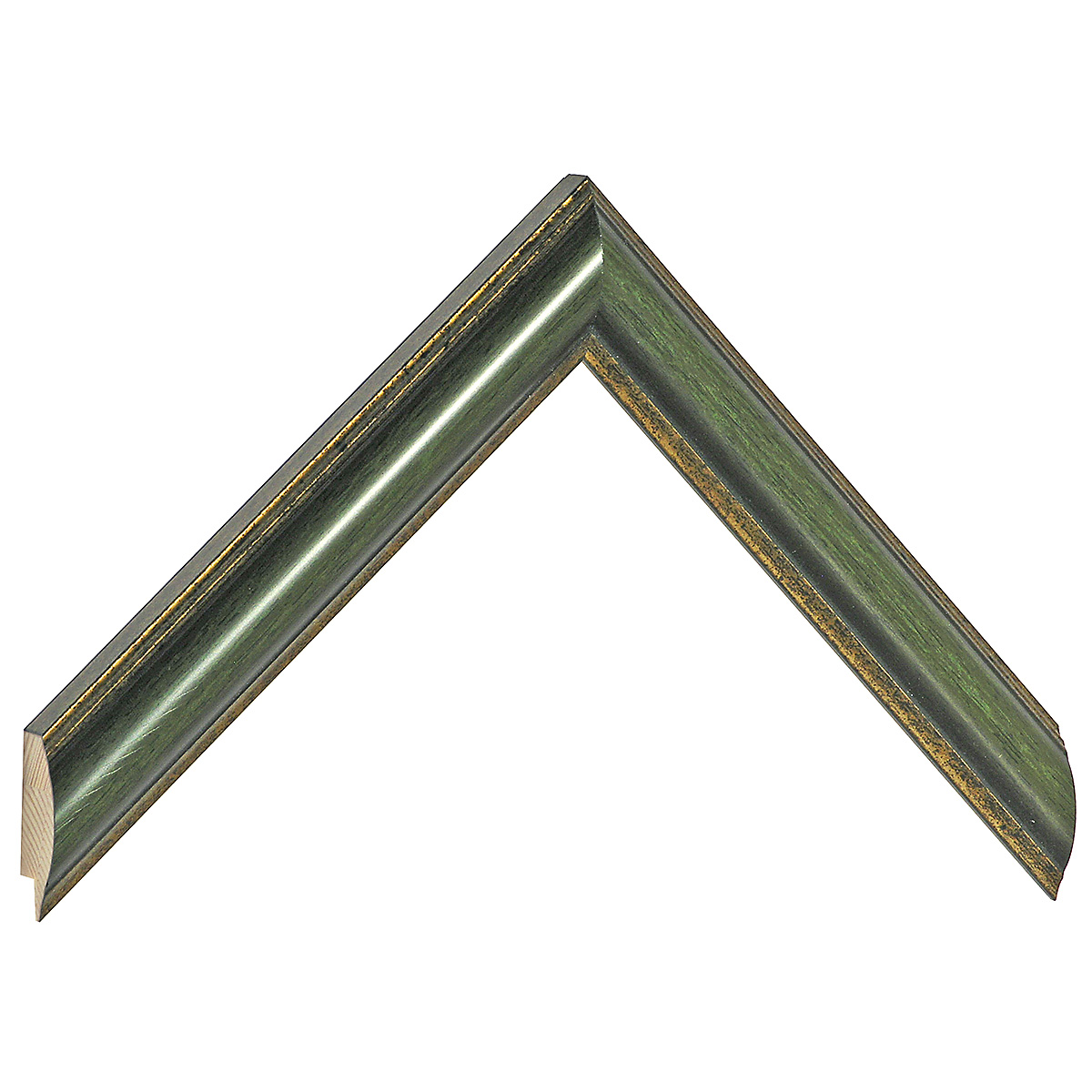 Profil pin îmbinat Lățime 25 mm - rotunjit - verde cu fir auriu - Mostră