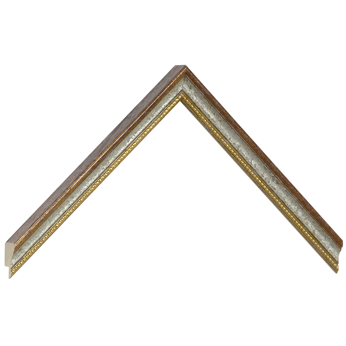 Profil ayous  Lăț.15 mm Înălț.18 - maro, canelură albă, fir auriu - Mostră