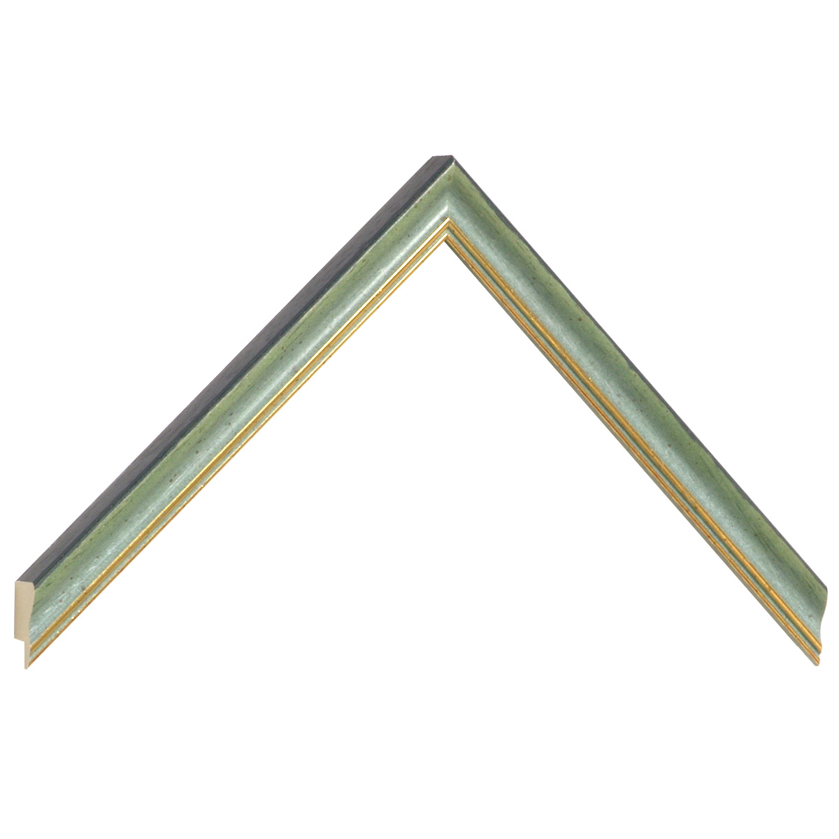 Profil ayous Lățime 15 mm - finisaj verde mat cu fir auriu - Mostră