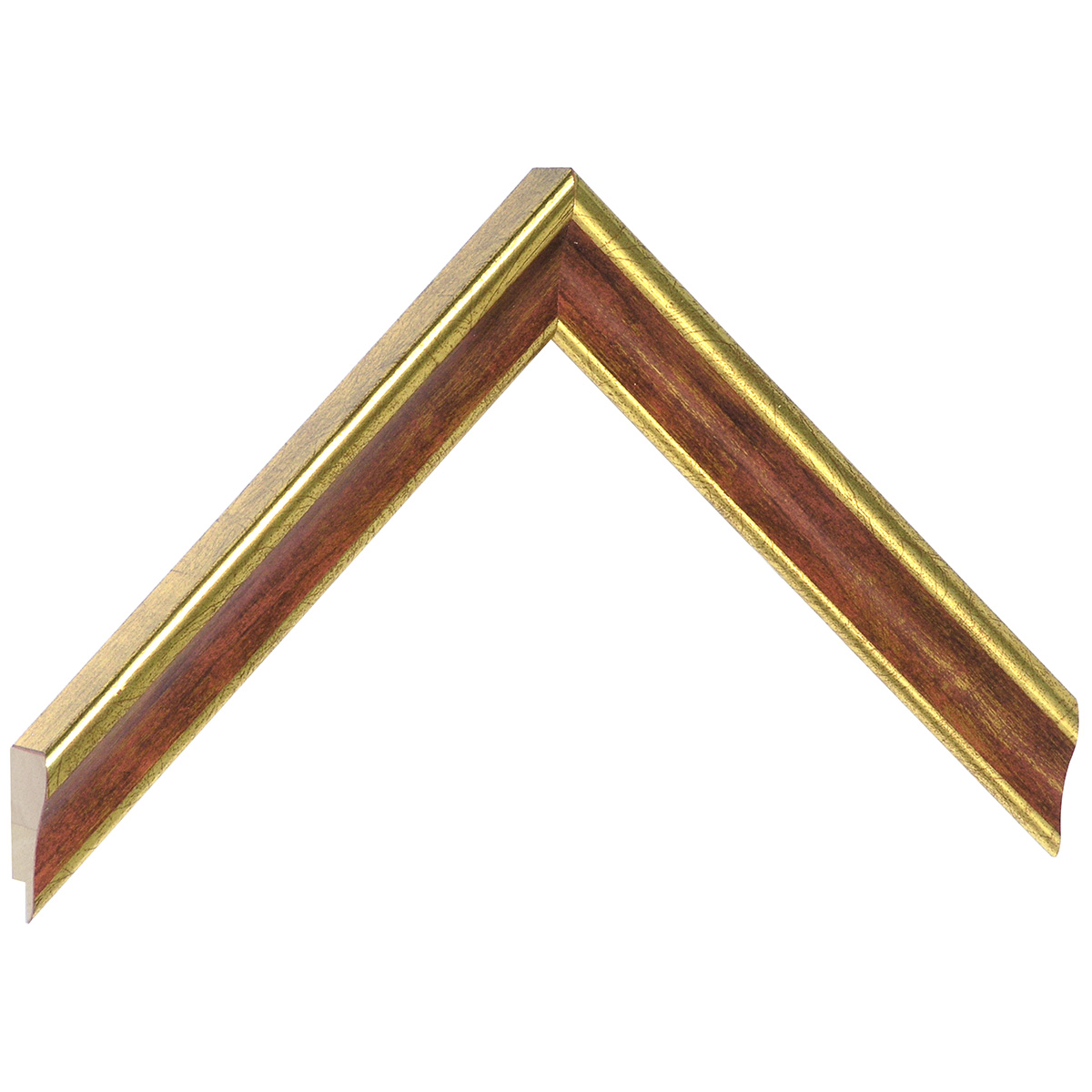 Profil ayous îmbinat Lățime 23 mm Înălțime 22 - auriu, canelură roșie - Mostră